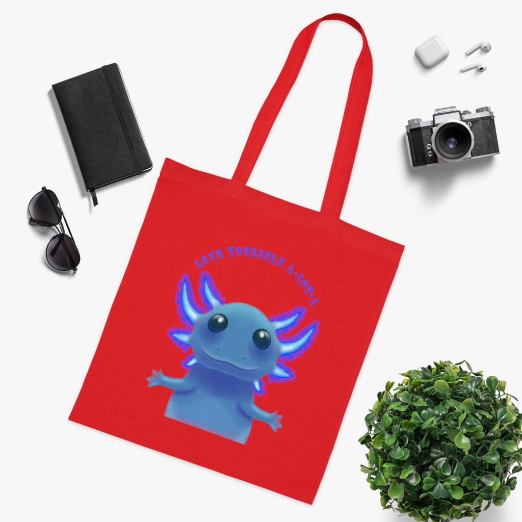 Tote Bag — Cute Blue Axolotl 'Love yourself A-LOT-L'