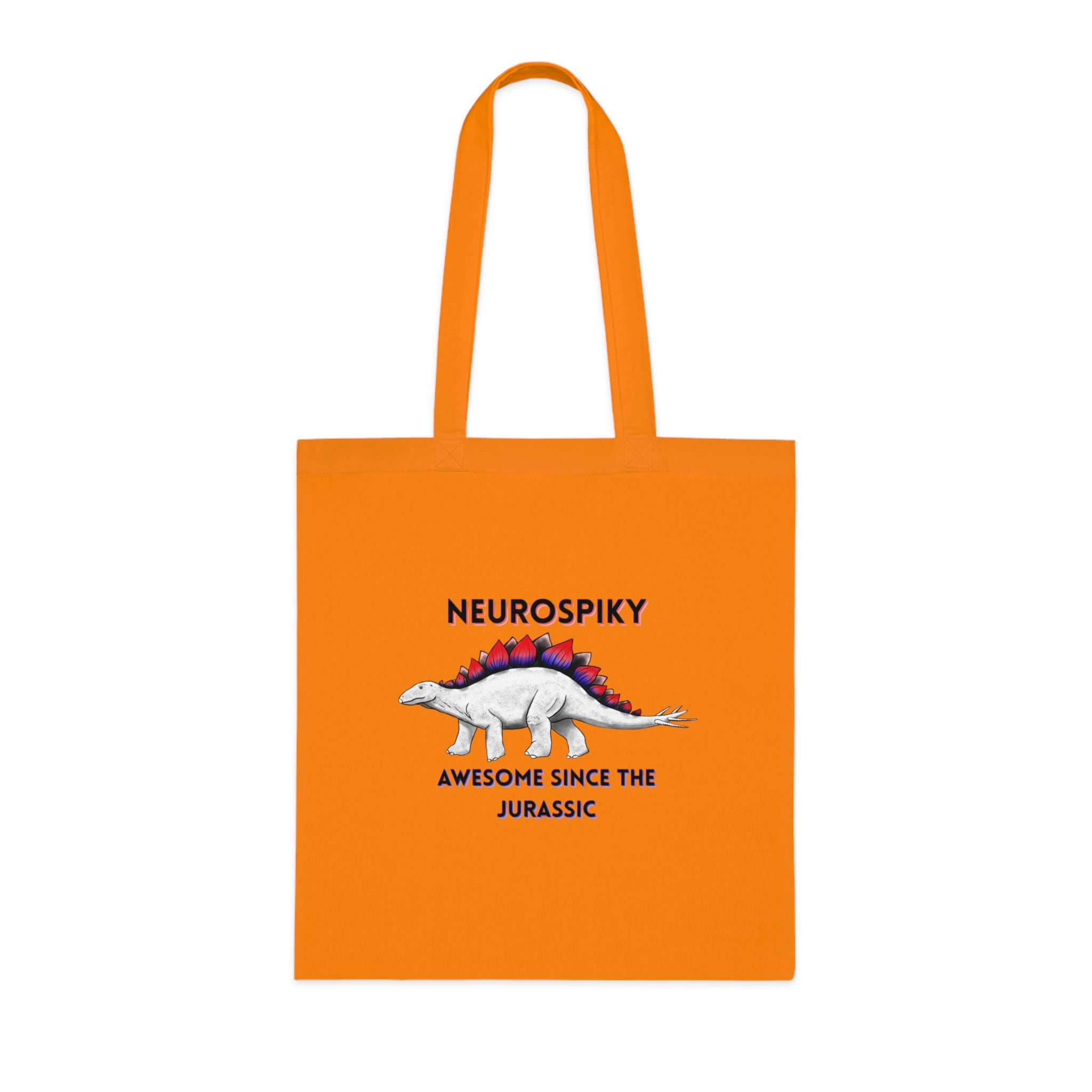 Neurospiky Stegosaurus Cotton Tote — "Neurospiky: Awesome Since the Jurassic" Eco Grocery Bag