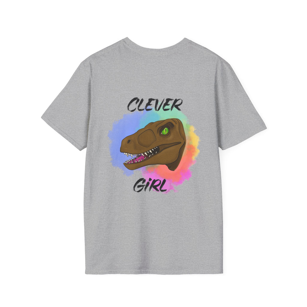 Clever Girl T‑Shirt — Colorful Raptor Graphic Tee for Dino Fans