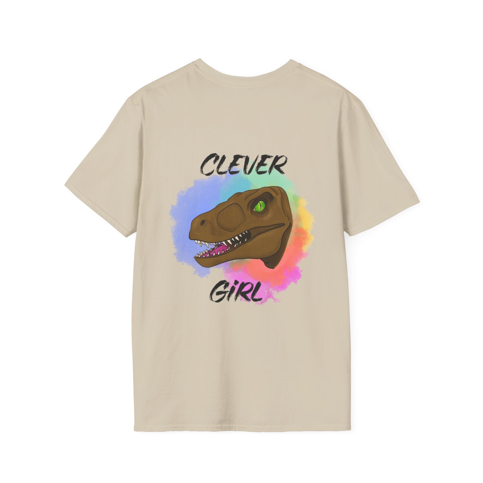 Clever Girl T‑Shirt — Colorful Raptor Graphic Tee for Dino Fans
