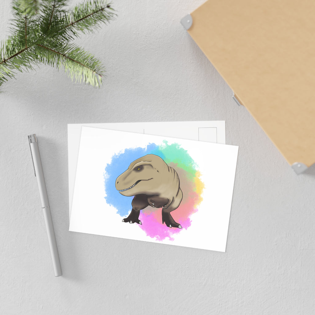 Dinosaur Watercolour Postcard – T-Rex Fine Art Note Card