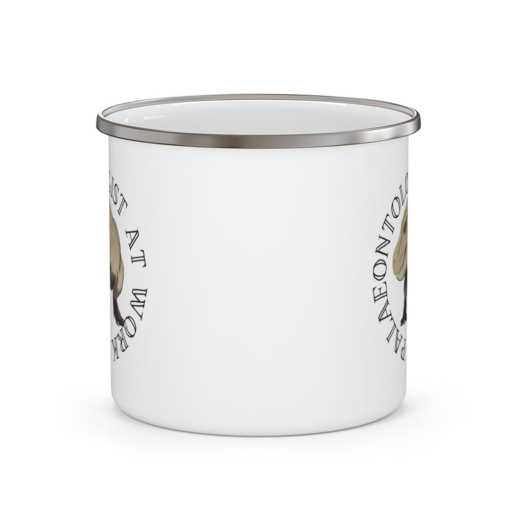 'Palaeontologist at Work' Enamel T-Rex Mug — Dino Fossil Hunting Cup