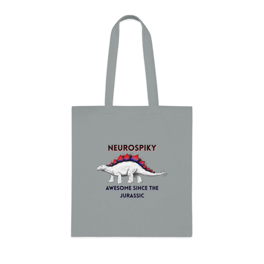 Neurospiky Stegosaurus Cotton Tote — "Neurospiky: Awesome Since the Jurassic" Eco Grocery Bag