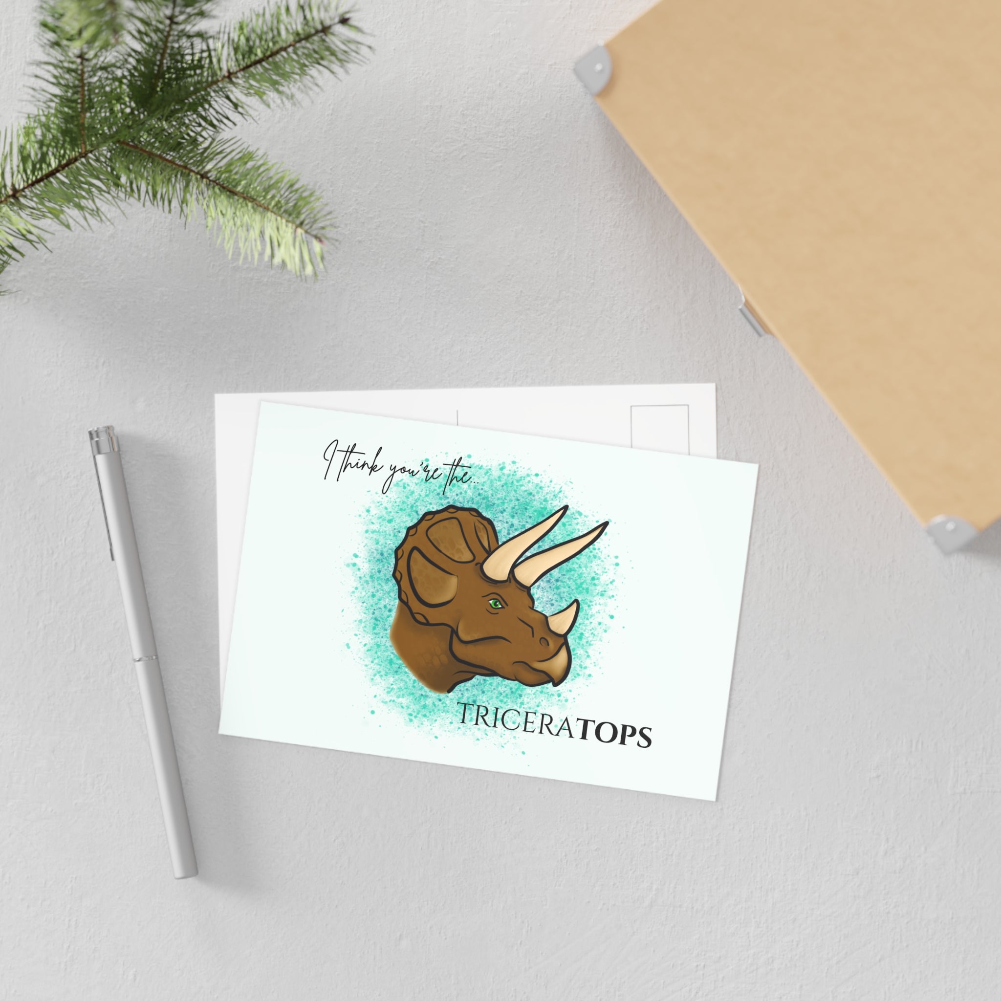 Triceratops Fine Art Postcard — "I Think You're the Triceratops" Dinosaur Greeting Card