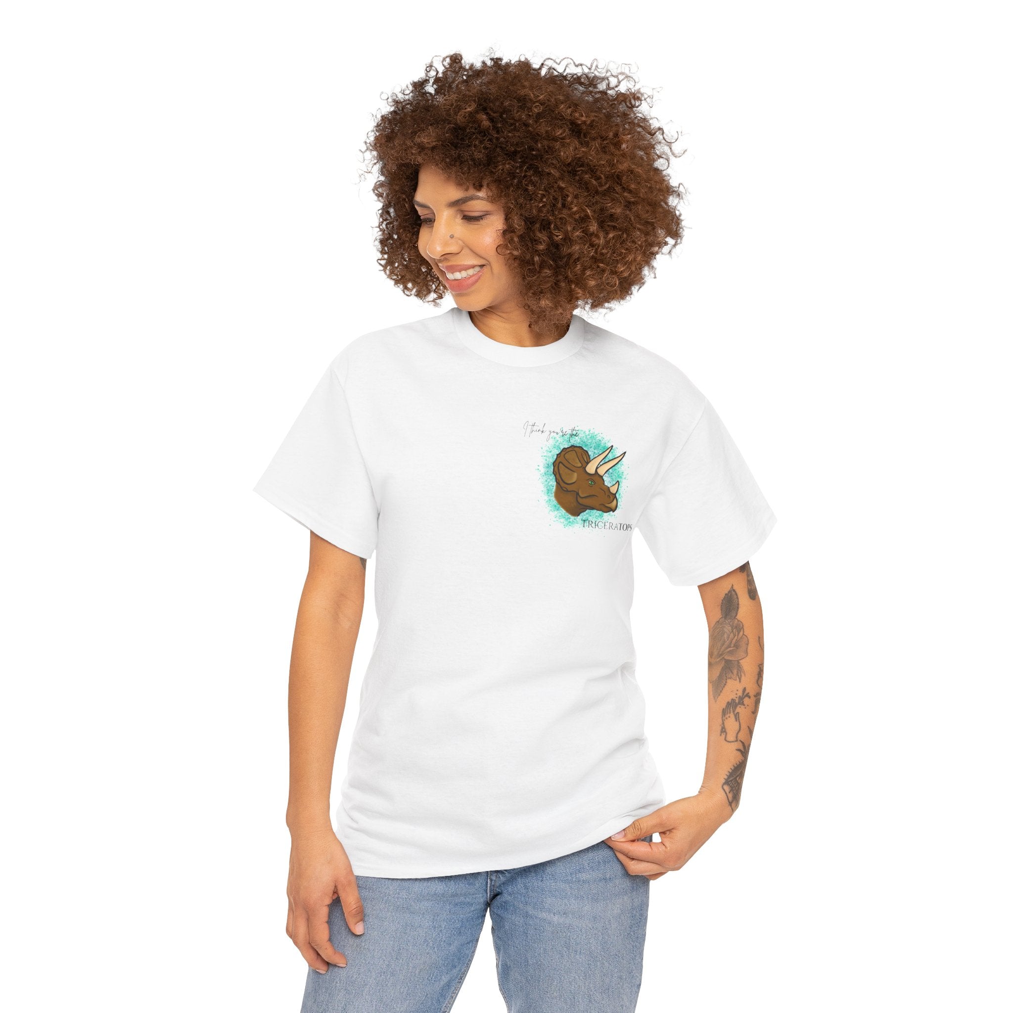 Triceratops Illustration Tee I Think You're the TriceraTOPS | Dinosaur Graphic Shirt