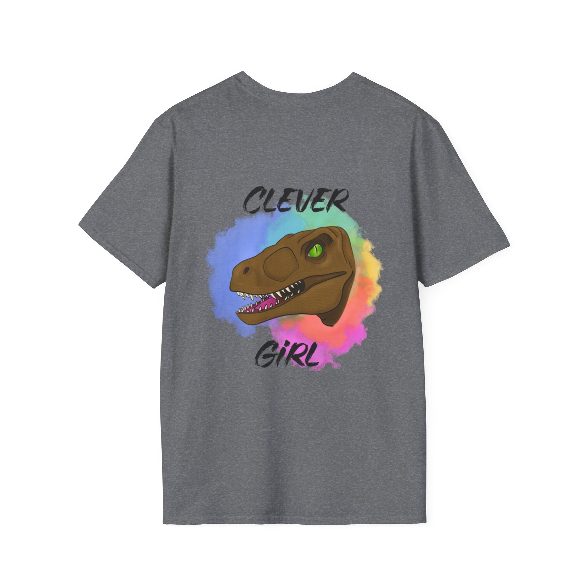 Clever Girl T‑Shirt — Colorful Raptor Graphic Tee for Dino Fans