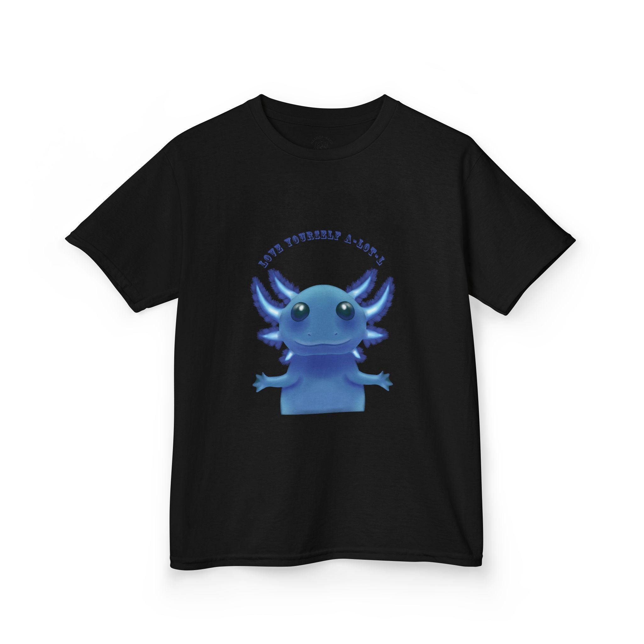 Kids Axolotl T‑Shirt — Cute Blue Axolotl 'Love Yourself A-lot-L