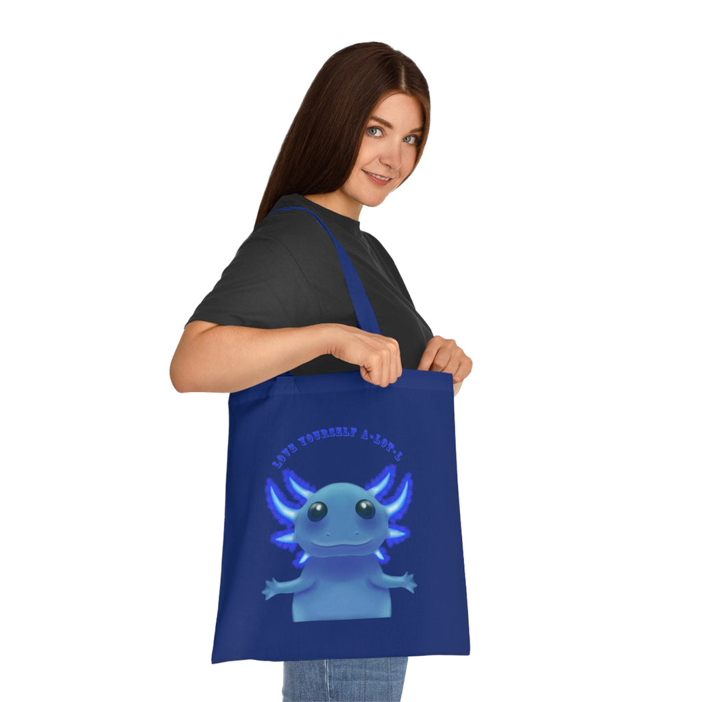 Tote Bag — Cute Blue Axolotl 'Love yourself A-LOT-L'