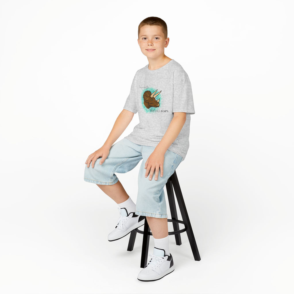 Kids T-Shirt — Cute Triceratops Dinosaur Graphic Tee "I think you're the TriceraTOPS"