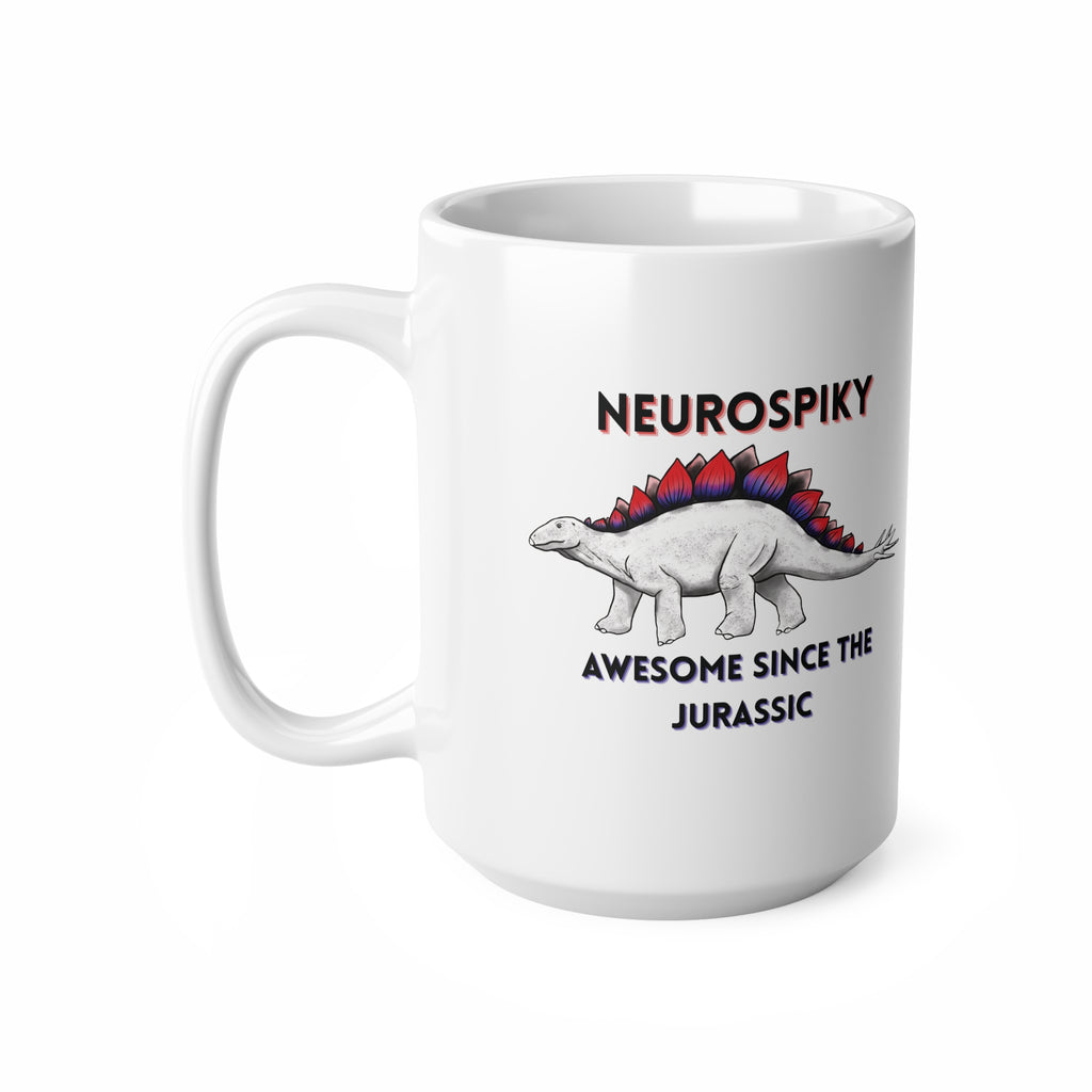 Neurospiky Stegosaurus Mug — "Awesome Since the Jurassic" Ceramic Coffee Cup 15oz