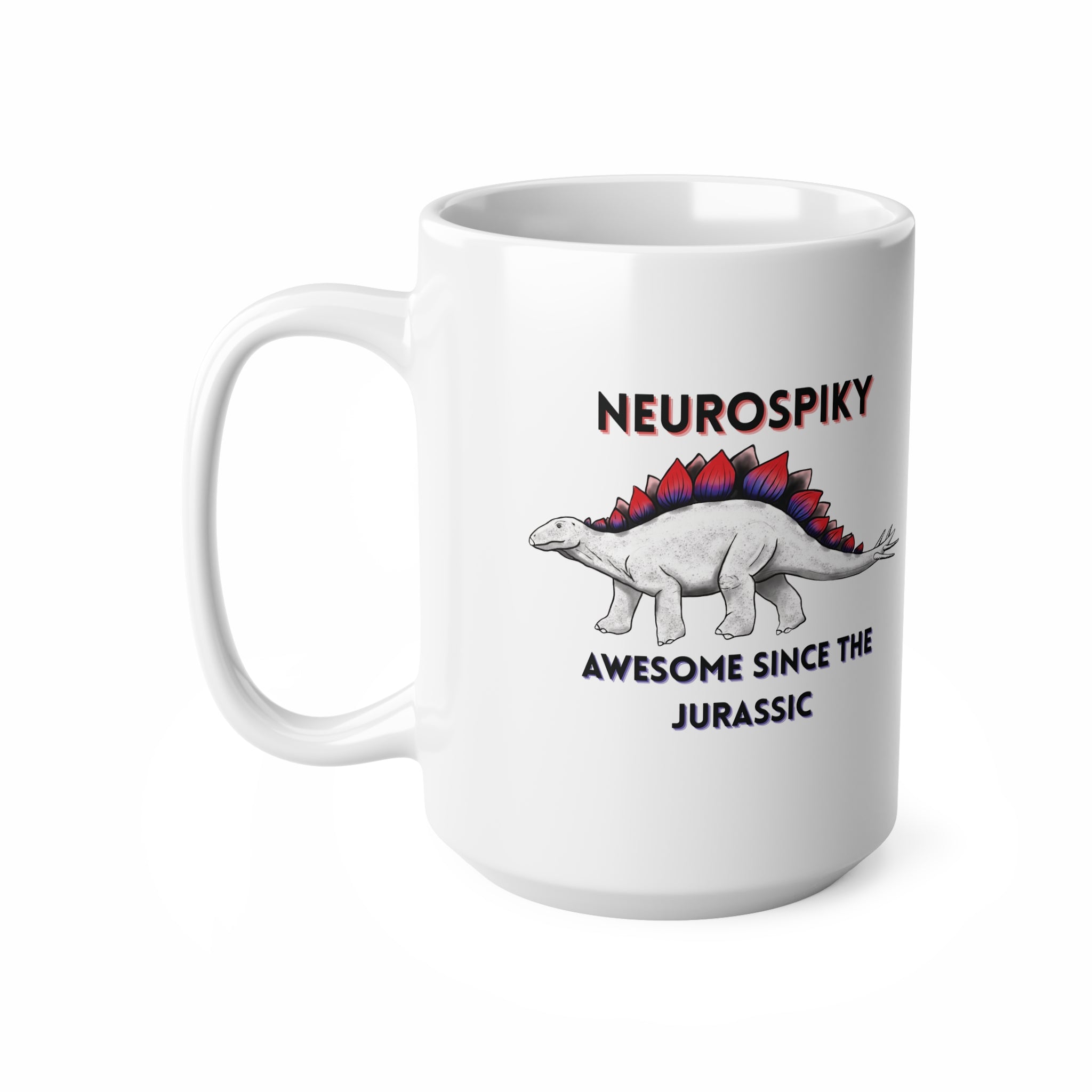 Neurospiky Stegosaurus Mug — "Awesome Since the Jurassic" Ceramic Coffee Cup 15oz