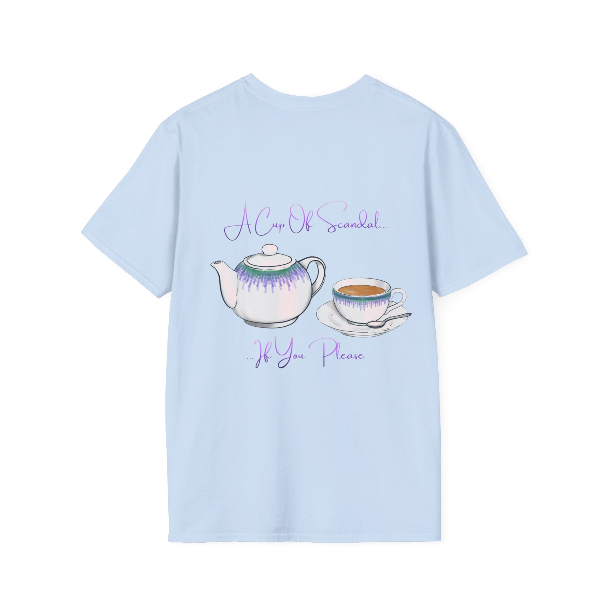 Afternoon tea T‑Shirt — 'A Cup Of Scandal if You Please' Teapot & Teacup Graphic