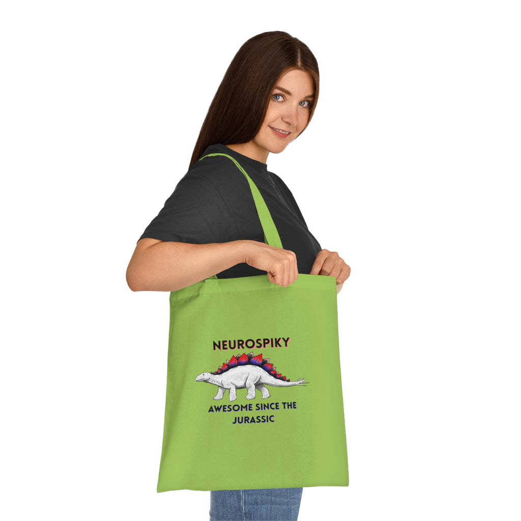 Neurospiky Stegosaurus Cotton Tote — "Neurospiky: Awesome Since the Jurassic" Eco Grocery Bag