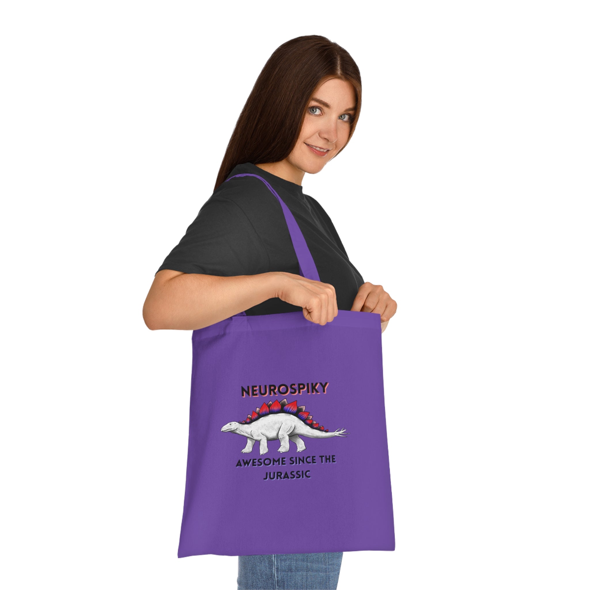 Neurospiky Stegosaurus Cotton Tote — "Neurospiky: Awesome Since the Jurassic" Eco Grocery Bag