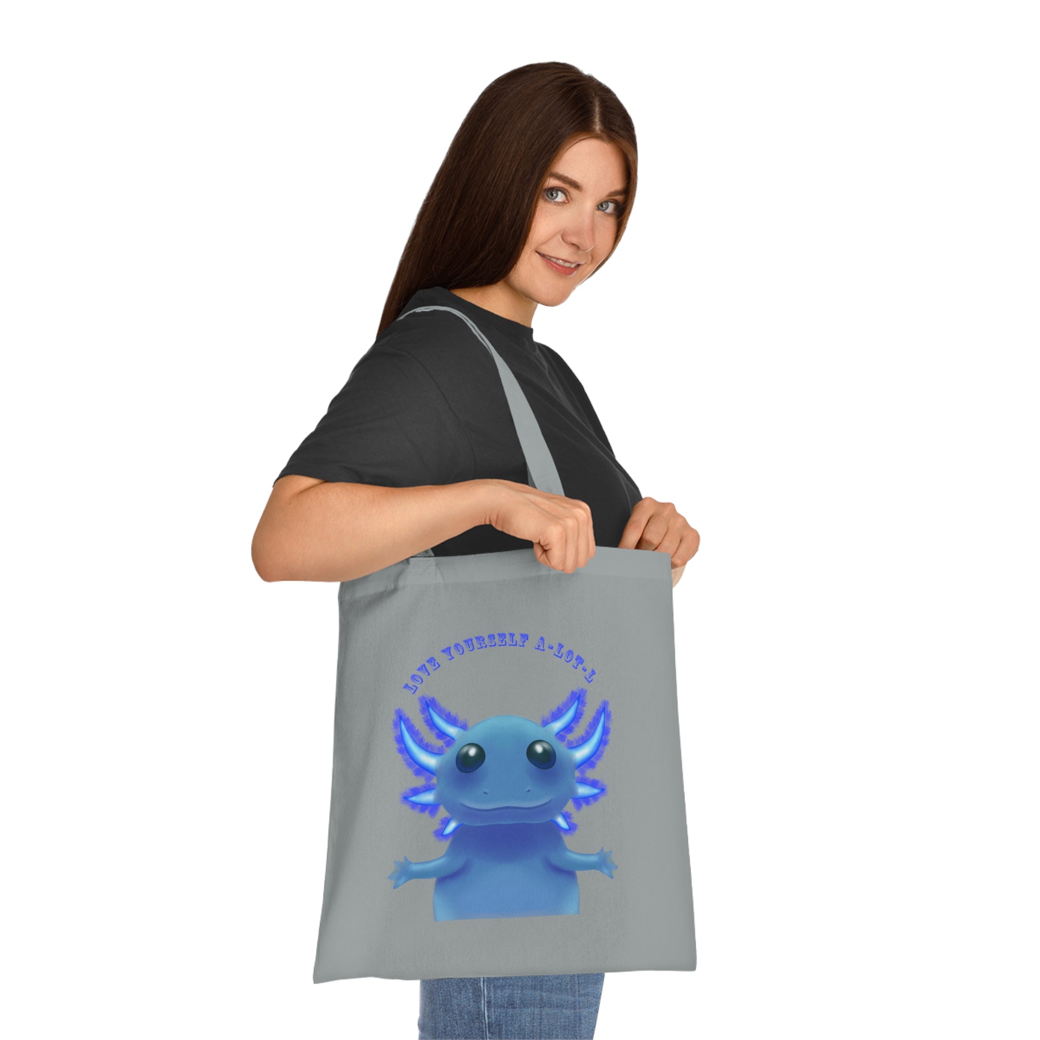 Tote Bag — Cute Blue Axolotl 'Love yourself A-LOT-L'