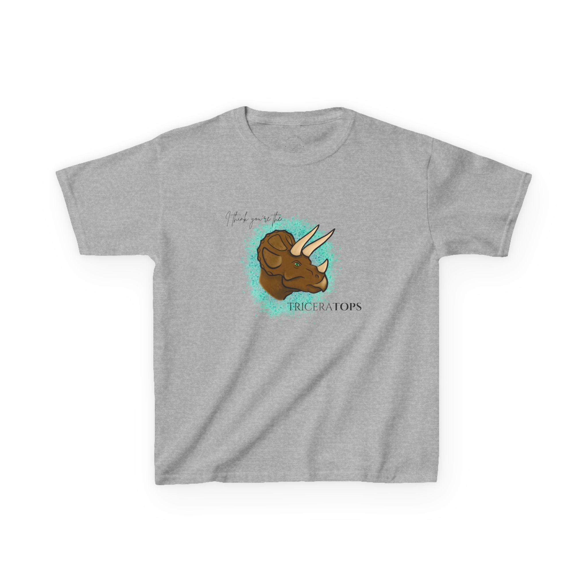 Kids T-Shirt — Cute Triceratops Dinosaur Graphic Tee "I think you're the TriceraTOPS"