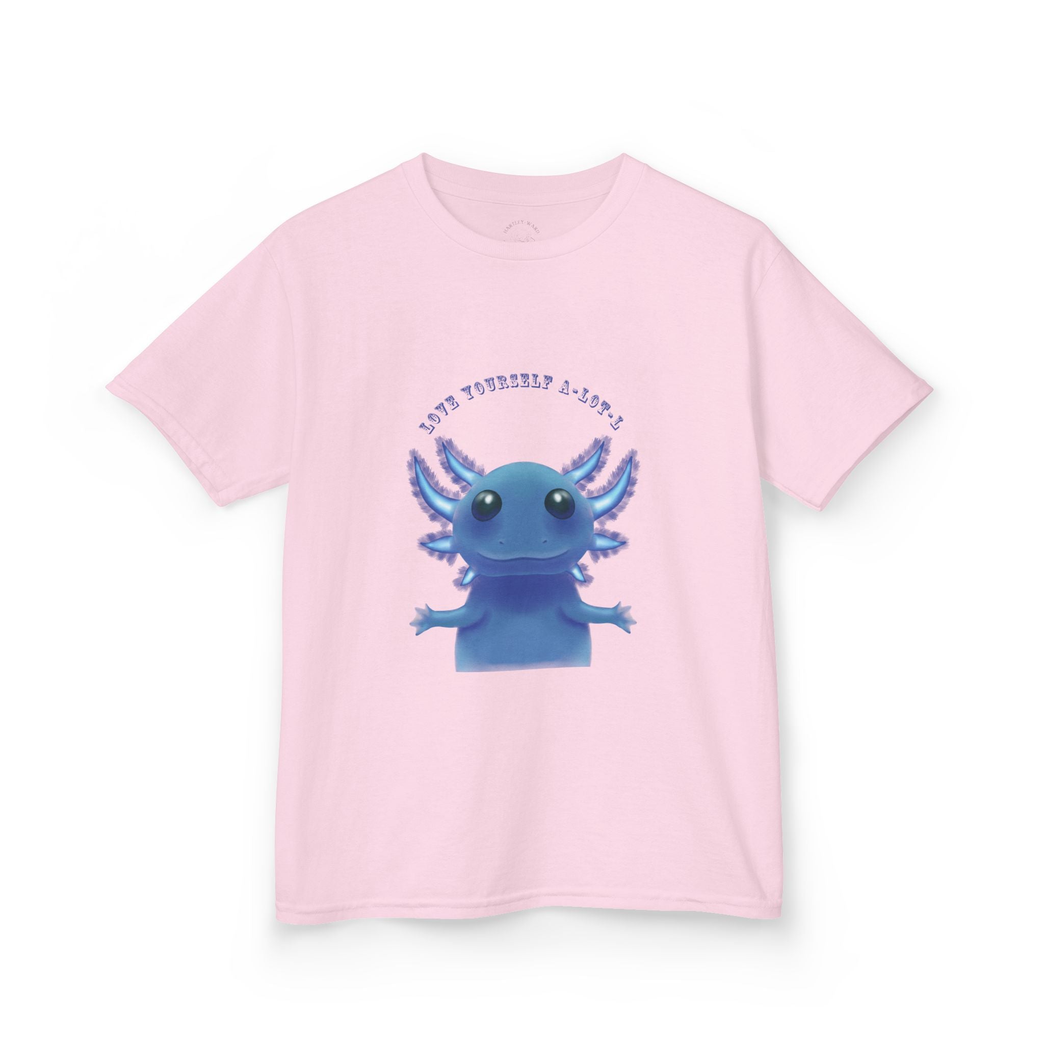 Kids Axolotl T‑Shirt — Cute Blue Axolotl 'Love Yourself A-lot-L
