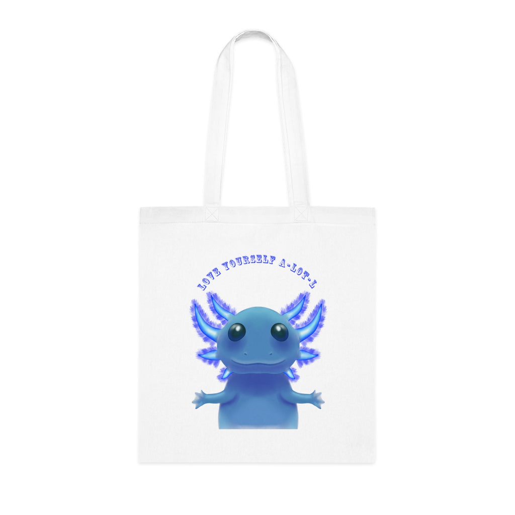 Tote Bag — Cute Blue Axolotl 'Love yourself A-LOT-L'