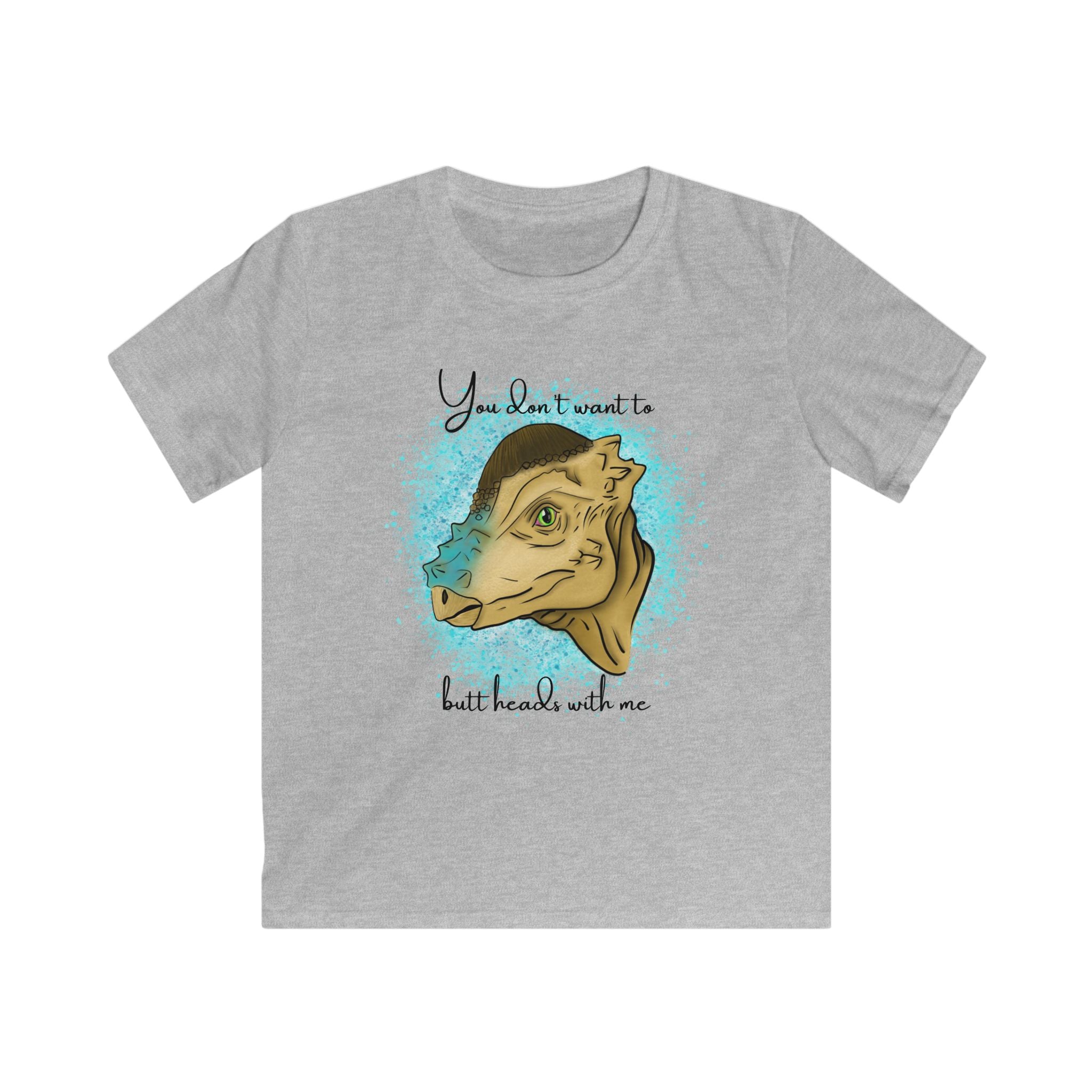 Kids T‑Shirt — "You don't want to butt heads with me" Cute Dinosaur Tee for Children