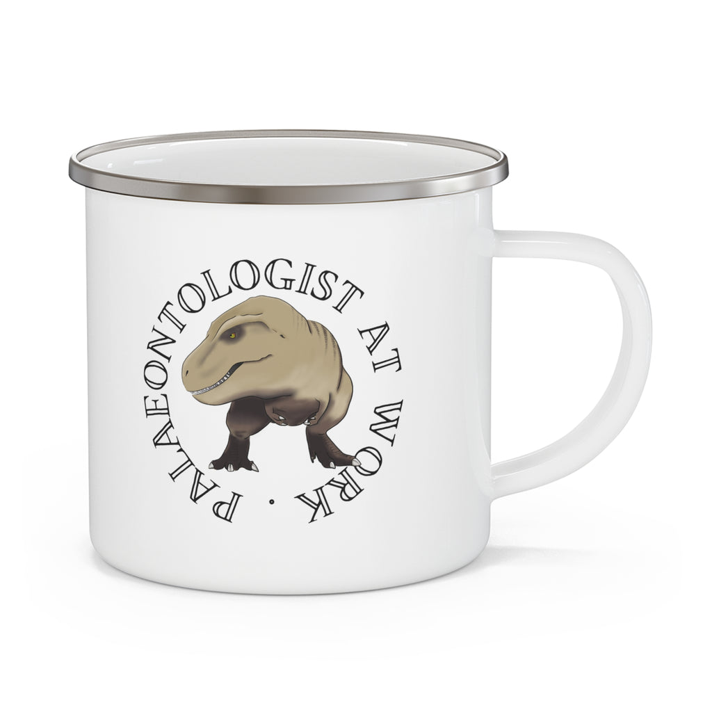 'Palaeontologist at Work' Enamel T-Rex Mug — Dino Fossil Hunting Cup