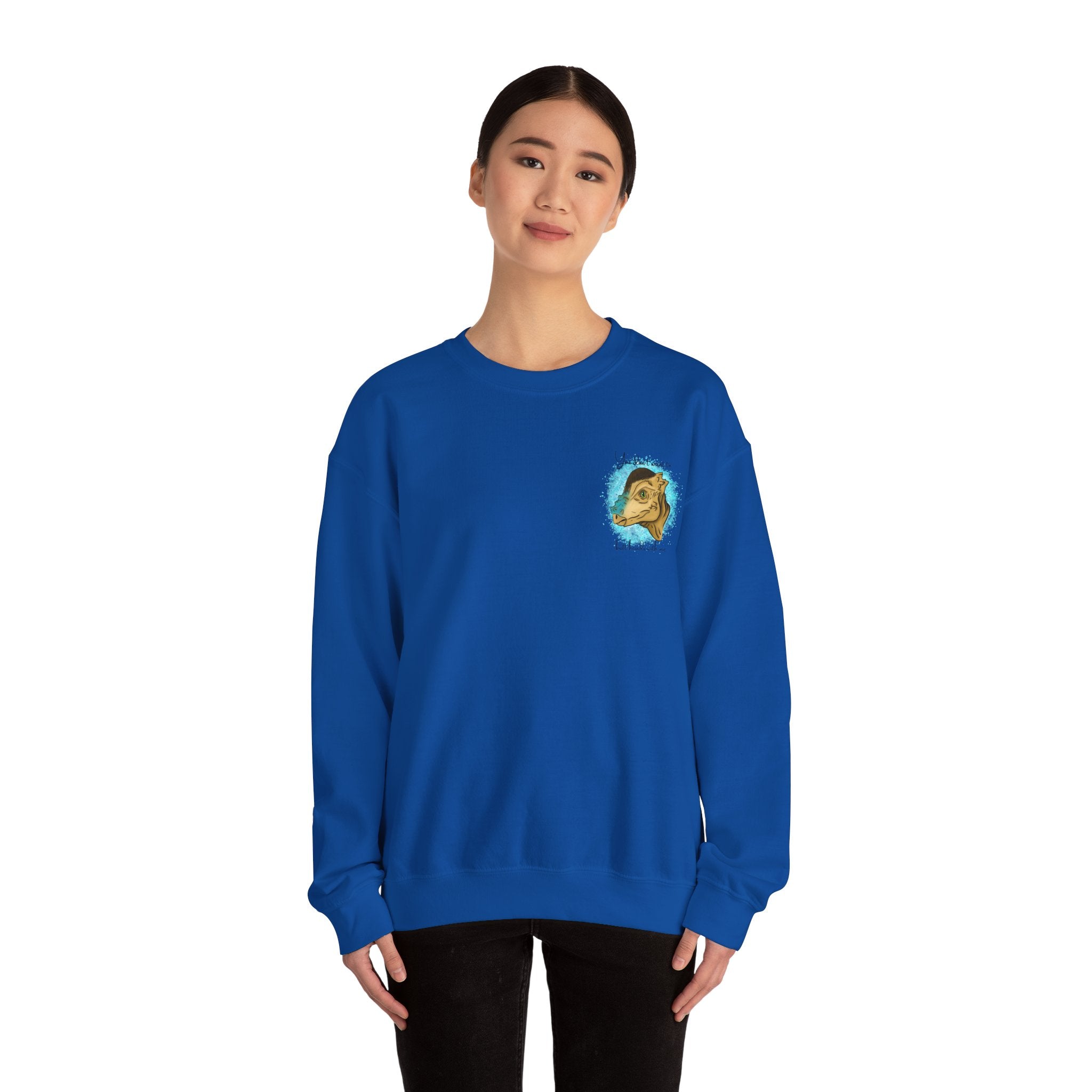 You Don’t Want To Butt Heads With Me Sweatshirt | Pachycephalosaurus Portrait, Blue Splash, Unisex