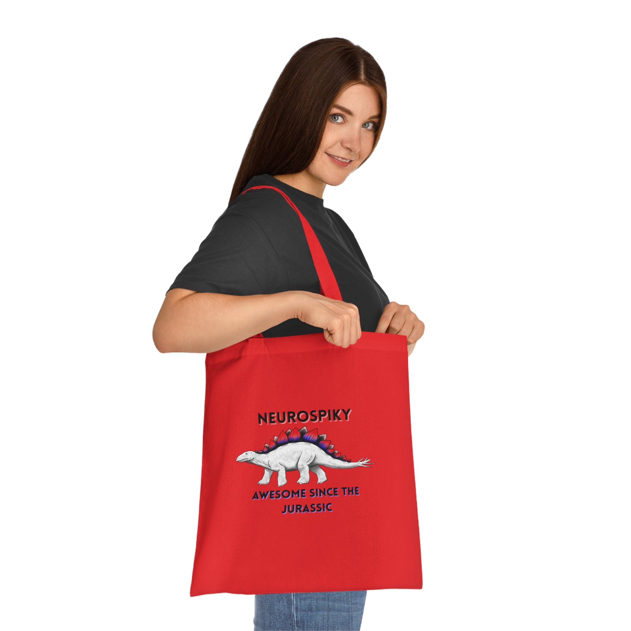 Neurospiky Stegosaurus Cotton Tote — "Neurospiky: Awesome Since the Jurassic" Eco Grocery Bag