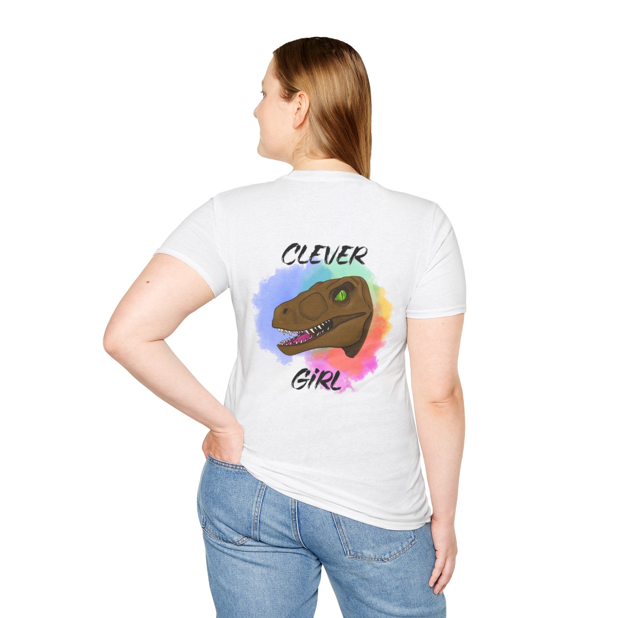 Clever Girl T‑Shirt — Colorful Raptor Graphic Tee for Dino Fans