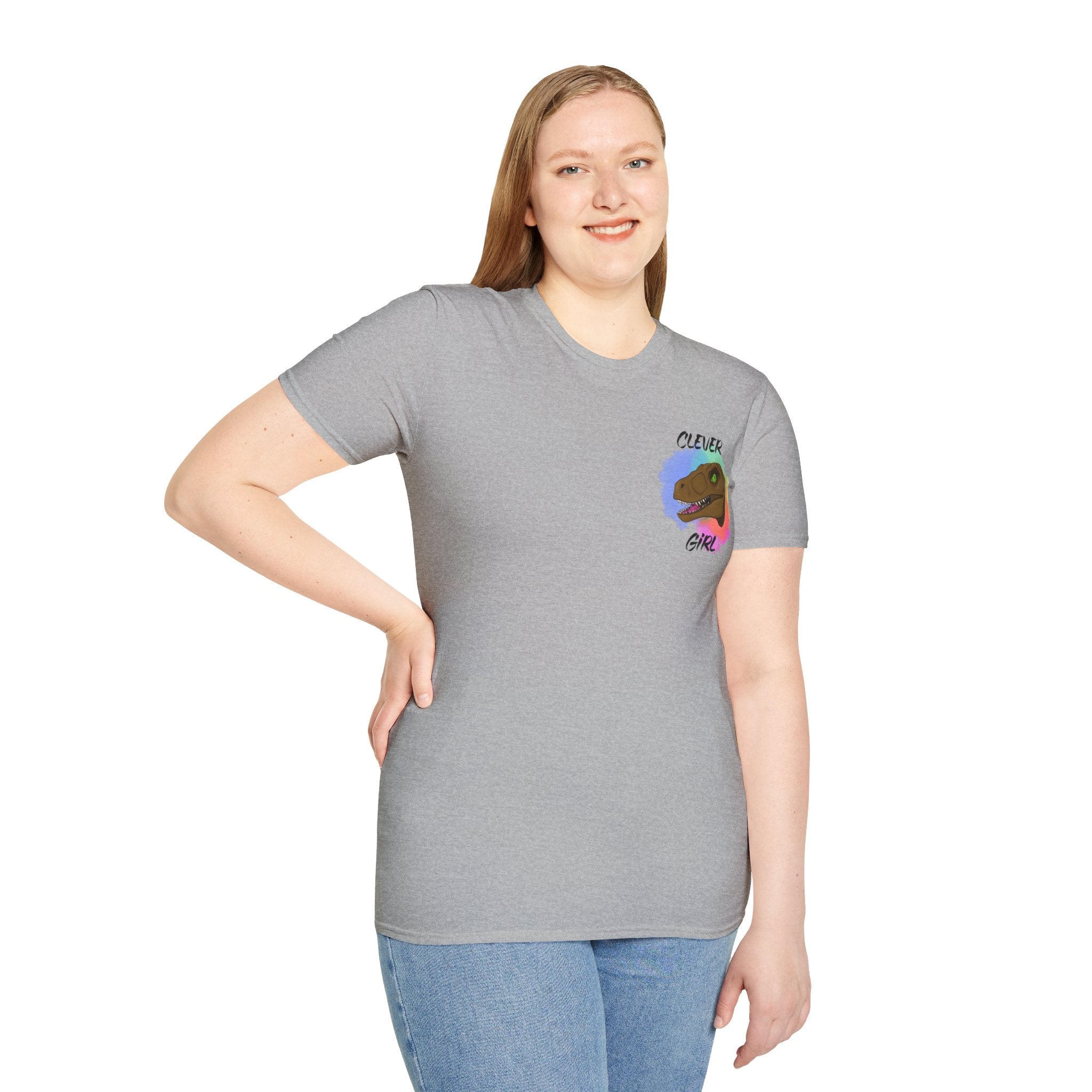 Clever Girl T‑Shirt — Colorful Raptor Graphic Tee for Dino Fans