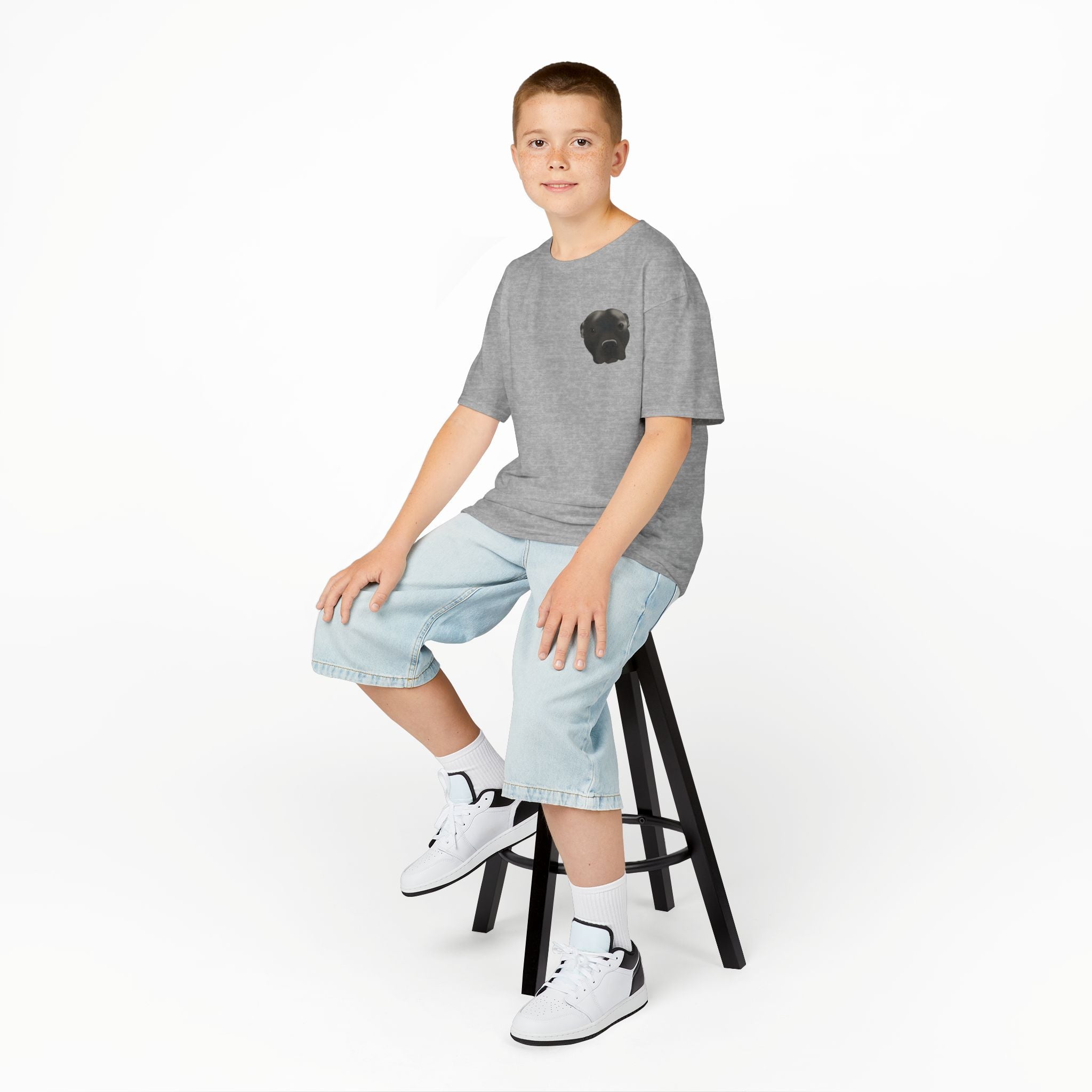 Kids T‑Shirt — Cute Black Puppy Face