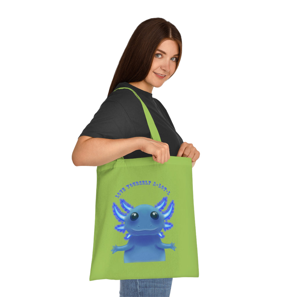 Tote Bag — Cute Blue Axolotl 'Love yourself A-LOT-L'