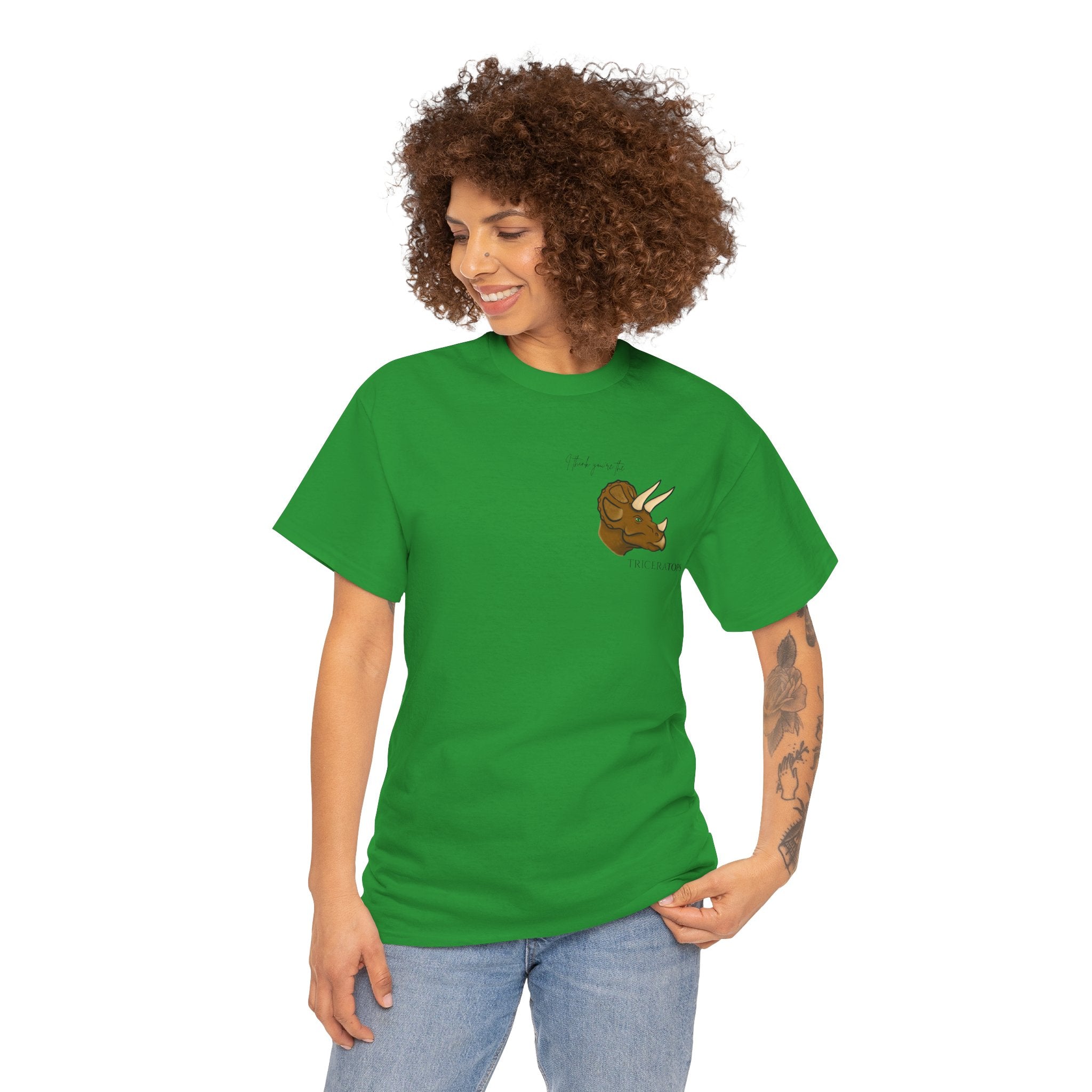 Triceratops Illustration Tee I Think You're the TriceraTOPS | Dinosaur Graphic Shirt