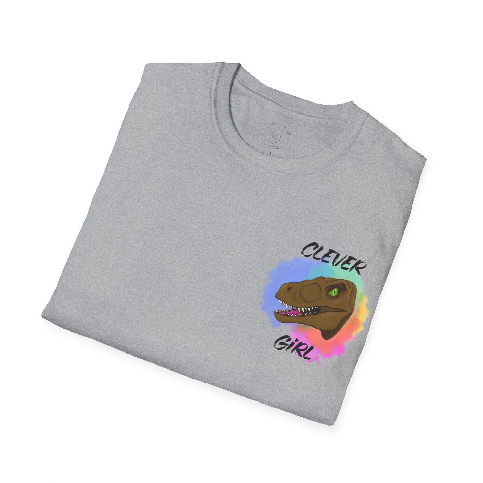 Clever Girl T‑Shirt — Colorful Raptor Graphic Tee for Dino Fans