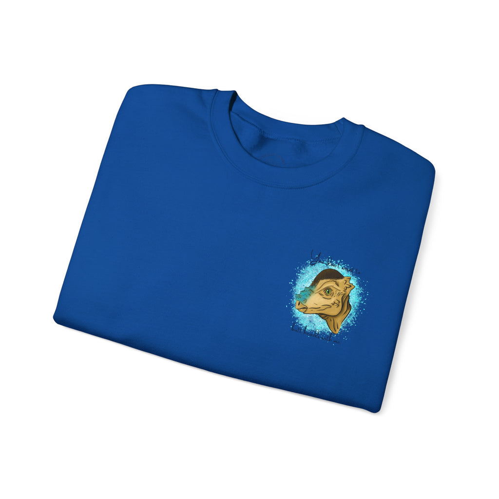 You Don’t Want To Butt Heads With Me Sweatshirt | Pachycephalosaurus Portrait, Blue Splash, Unisex