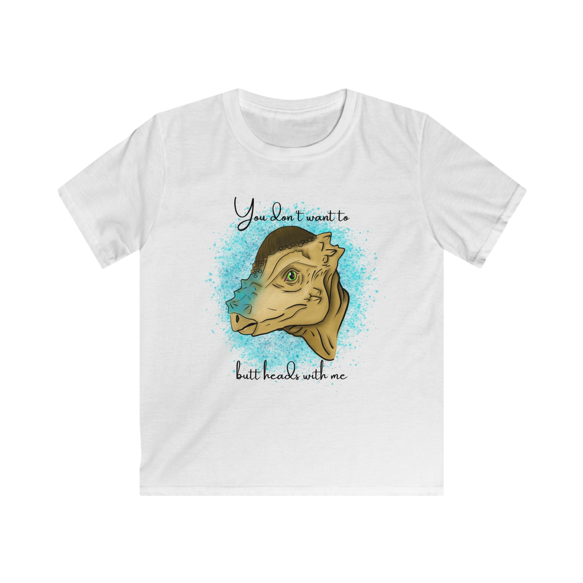 Kids T‑Shirt — "You don't want to butt heads with me" Cute Dinosaur Tee for Children