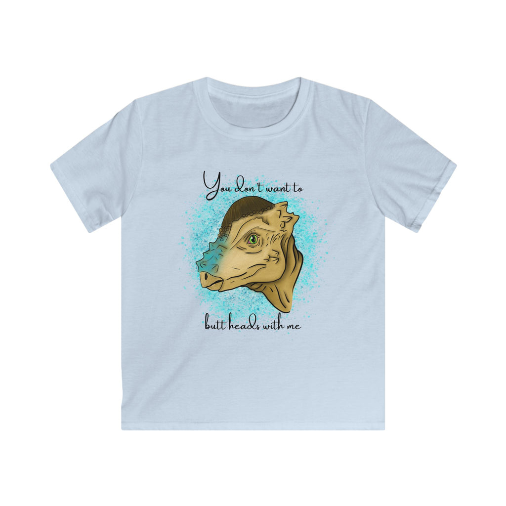 Kids T‑Shirt — "You don't want to butt heads with me" Cute Dinosaur Tee for Children